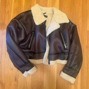 Zara Beige Sherpa Outerwear